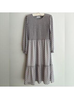 MAD ABOUT STYLE x Jilly Box Grace Midi Dress Birch Dot Lightweight Flowy Party